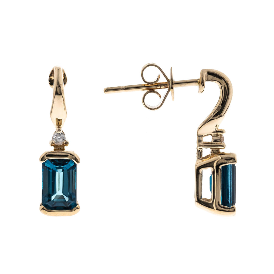 Elliana 10K Yellow Gold Emerald-Cut Brazilian London Blue Topaz Earring