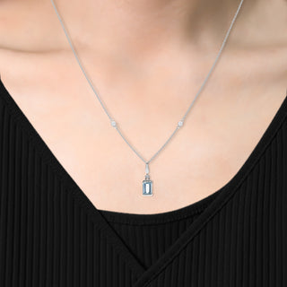 Reagan 10K White Gold Emerald-Cut Brazilian Aquamarine Pendant
