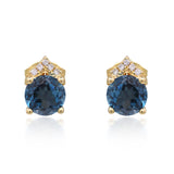 Alaina 10K Yellow Gold Round-Cut Brazilian London Blue Topaz Earrings