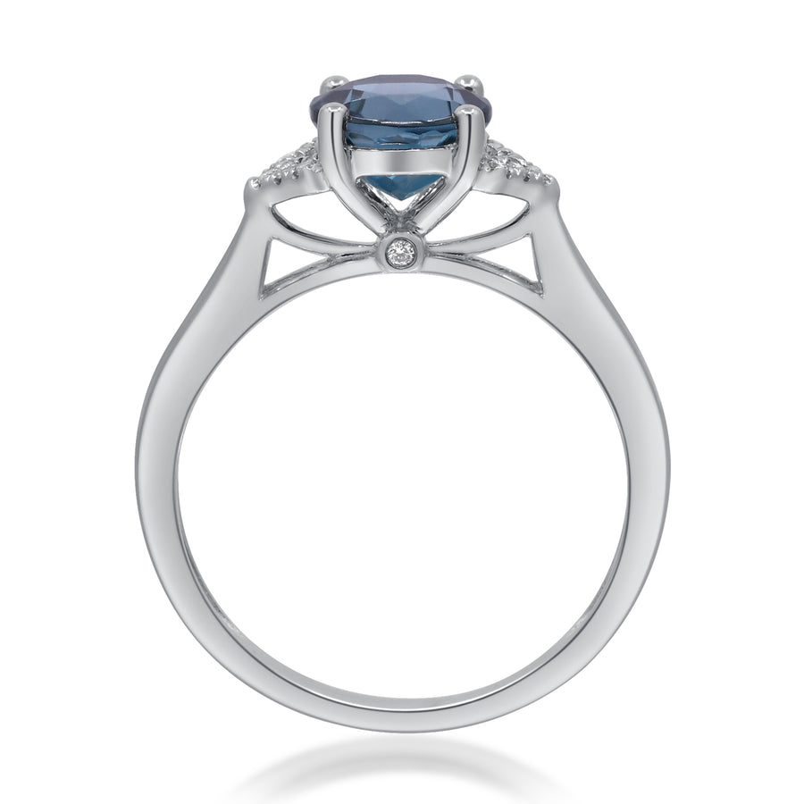 Elise 10K White Gold Round-Cut Brazilian London Blue Topaz Ring