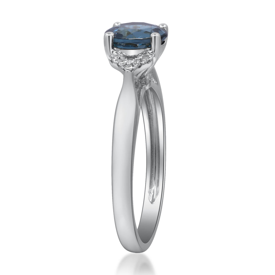 Elise 10K White Gold Round-Cut Brazilian London Blue Topaz Ring