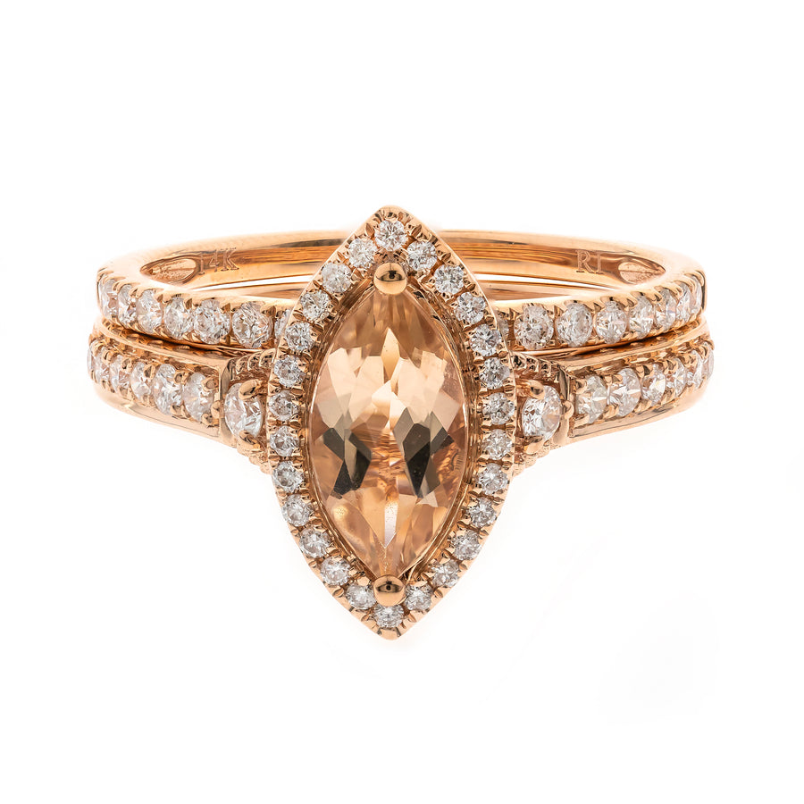 Esperanza 14K Rose Gold Marquise-Cut Madagascar Morganite Ring