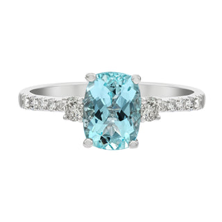 Gia 14K White Gold Cushion-Cut Brazilian Aquamarine Ring