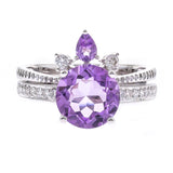 Dixie 14K White Gold Round-Cut Pink Brazilian Amethyst Ring