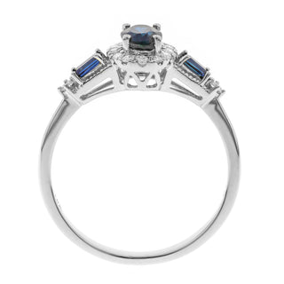 Amiya 10K White Gold Oval-Cut Blue Sapphire Ring