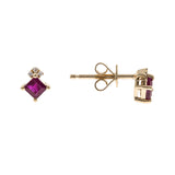 Christina 10K Yellow Gold Square-Cut Mozambique Ruby Earring