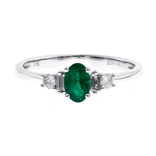 Journey 10K White Gold Oval-Cut Zambian Emerald Ring