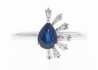 Callie 14K White Gold Pear-Cut Ceylon Blue Sapphire Ring