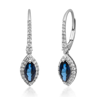Taylor 14K White Gold Marquise-Cut Blue Sapphire Earrings