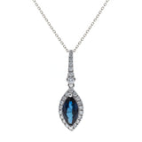 Valeria 10K White Gold Marquise-Cut Blue Sapphire Pendant