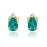 Bailey 10K Yellow Gold Pear-Cut Natural Zambian Emerald Earrings