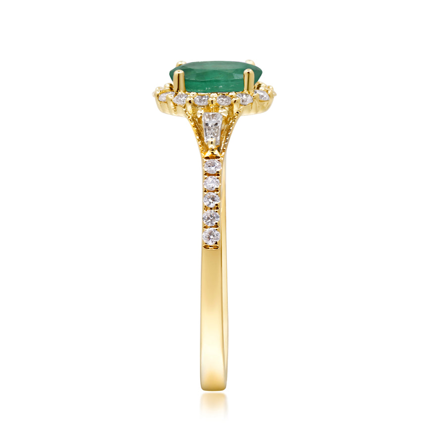 Golden Elegance 14K Yellow Gold Emerald Ring
