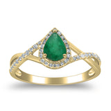 Amelia 10K Yellow Gold Pear-Cut Emerald Ring