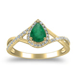 Athena 10K Yellow Gold Pear-Cut Emerald Ring