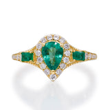 Amelia 10K Yellow Gold Pear-Cut Emerald Ring