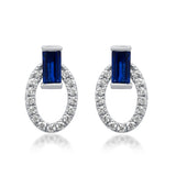 Leilani 14K White Gold Baguette-Cut Blue Sapphire Earrings