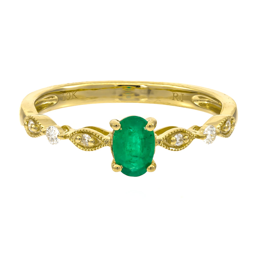 Penelope 10K Yellow Gold Oval-Cut Emerald Ring