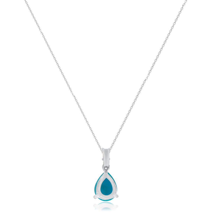 Emmie 10K White Gold Pear-Cab Turquoise Pendant