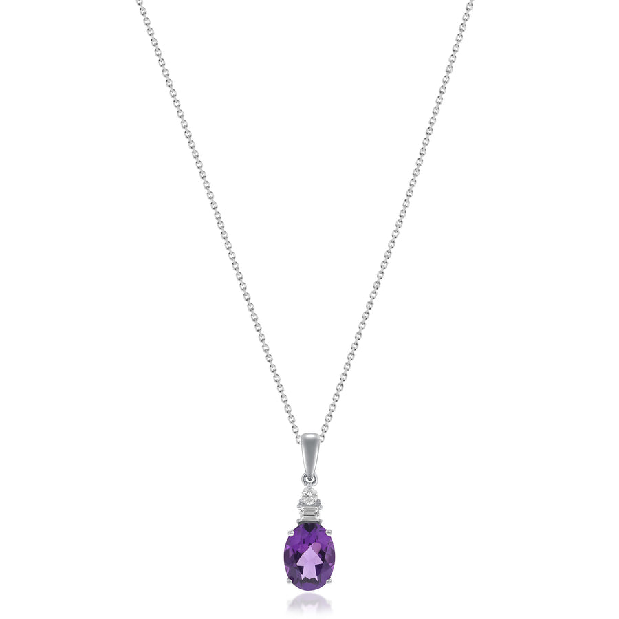 Samantha 10K White Gold Oval-Cut Brazilian Amethyst Pendant