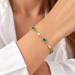 Ruth 14K Yellow Gold Emerald-Cut Emerald Bracelet