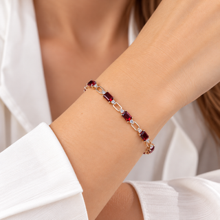 Ruth 14K Yellow Gold Emerald-Cut Garnet Bracelet