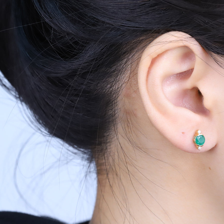 Tori  14K Yellow Gold Round-Cut Emerald Earrings