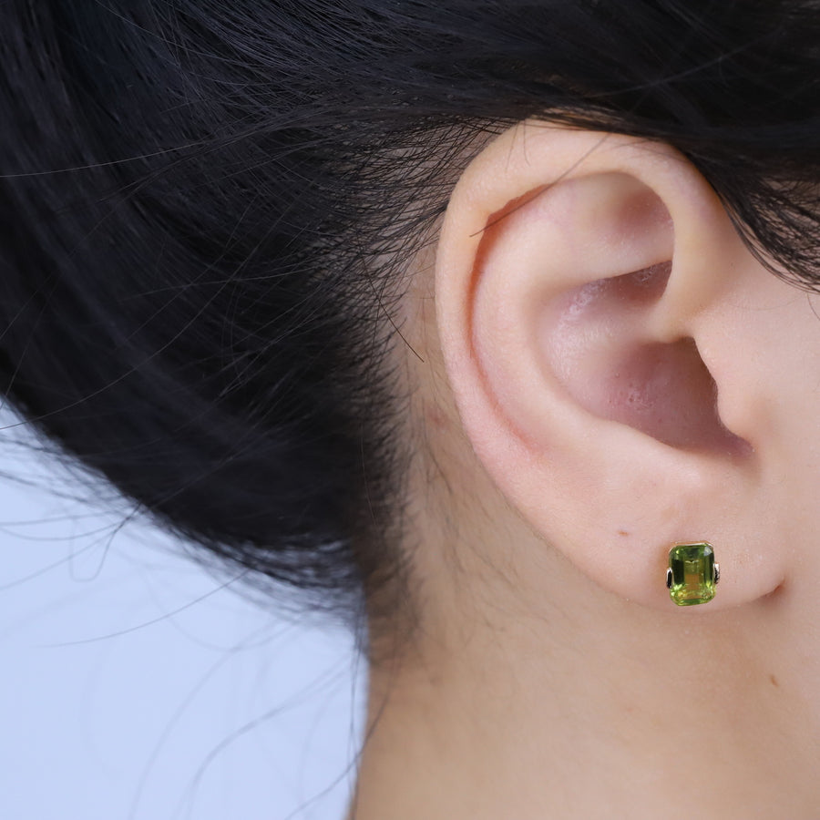 Callie 10K Yellow Gold Emerald-Cut Manchurian Peridot Earrings