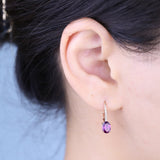 Megan 10K Rose Gold Oval-Cut Madagascar Rhodolite Earring