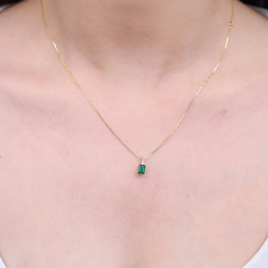 Remi 10K Yellow Gold Emerald-Cut Natural Zambian Emerald Pendant