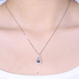 Aubriella 10K White Gold Round-Cut Ceylon Blue Sapphire Pendant