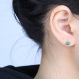 Sofia 14K Yellow Gold Round-Cut Emerald Earring