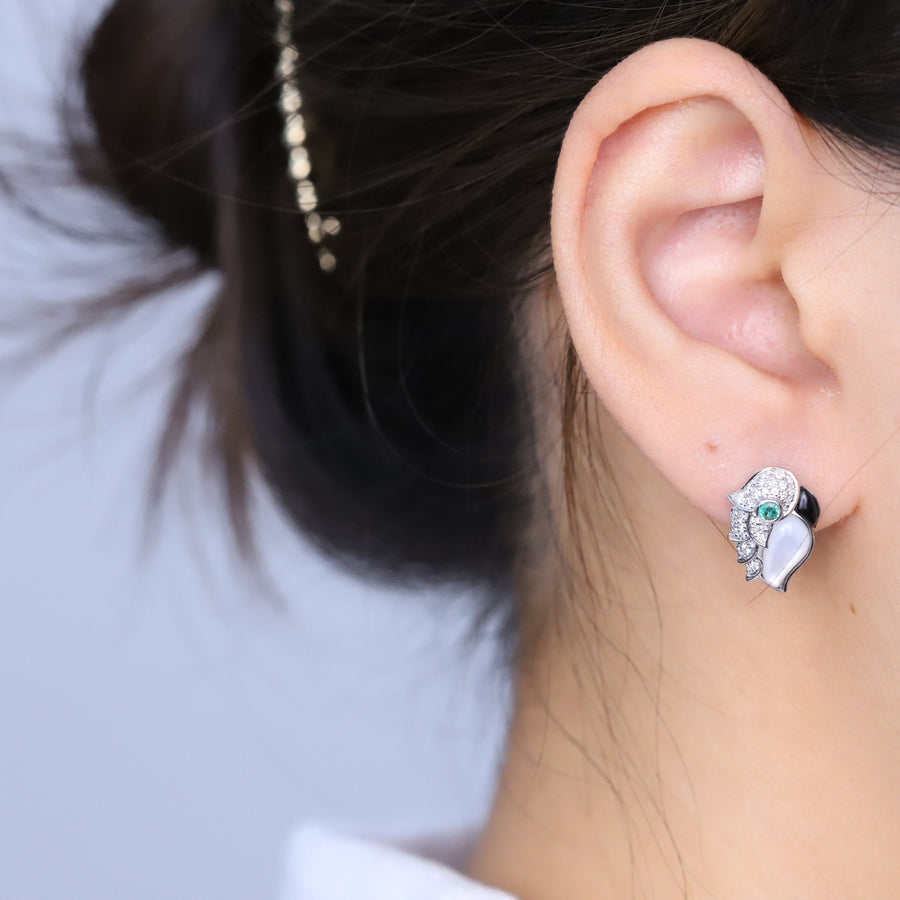 Aaliyah 14K White Gold Round-Cut Natural Zambian Emerald Earrings