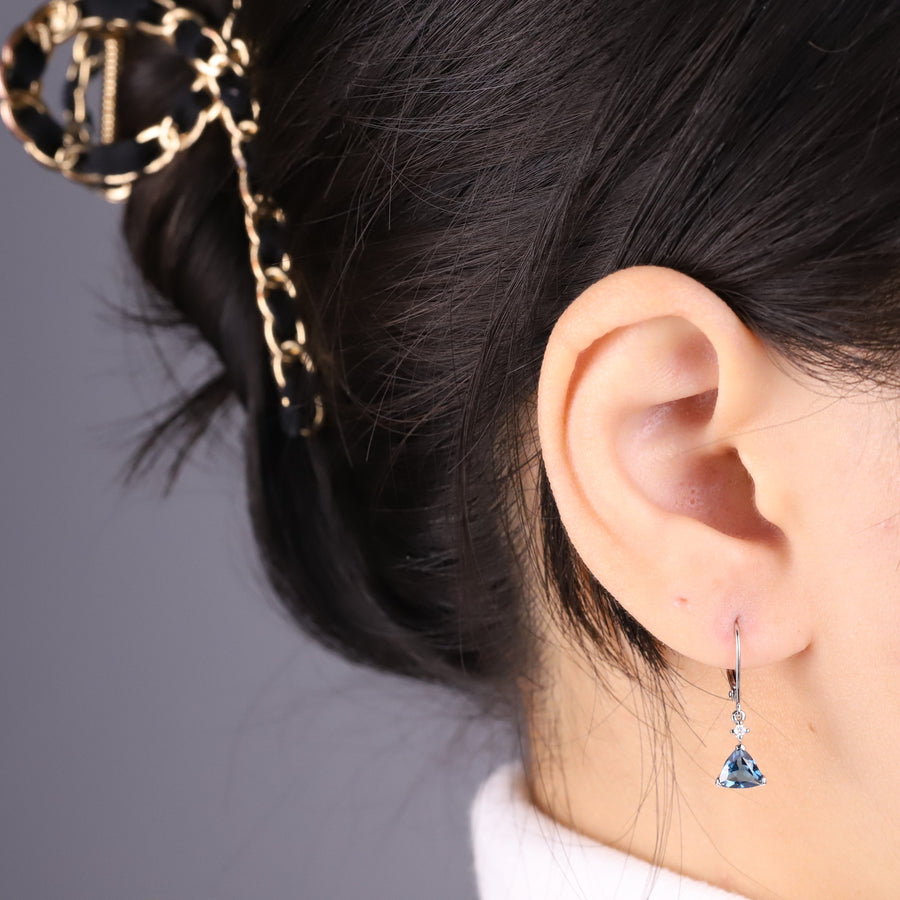 Layla 14K White Gold Trillion-Cut Brazilian London Blue Topaz Earrings
