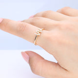 W Initial 14K Yellow Gold Round-Cut White Diamond Ring