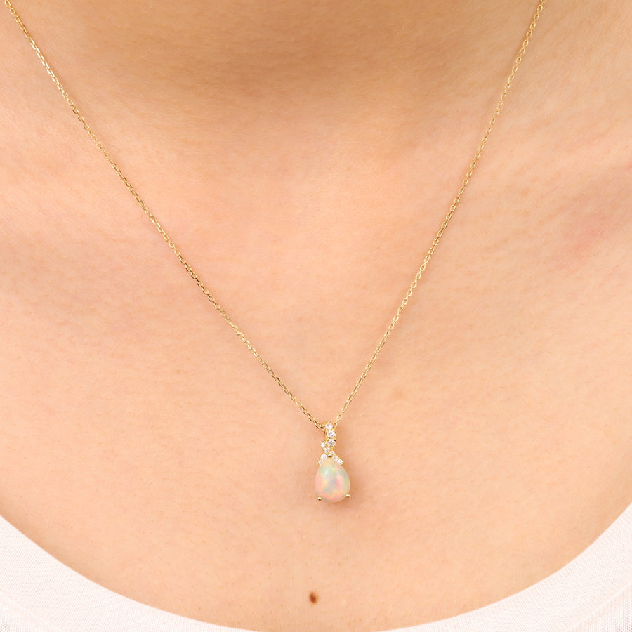 Nylah 10K Yellow Gold Oval-Cab Natural African Opal Pendant