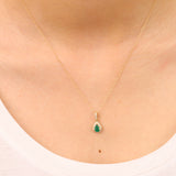 Andi 10K Yellow Gold Pear-Cut Natural Zambian Emerald Pendant