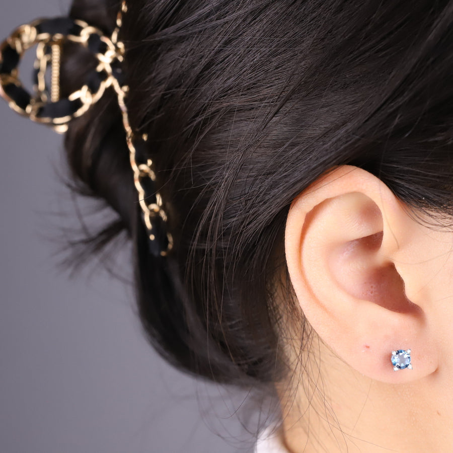 Luna 10K White Gold Round-Cut Brazilian Brazilian London Blue Topaz Earrings
