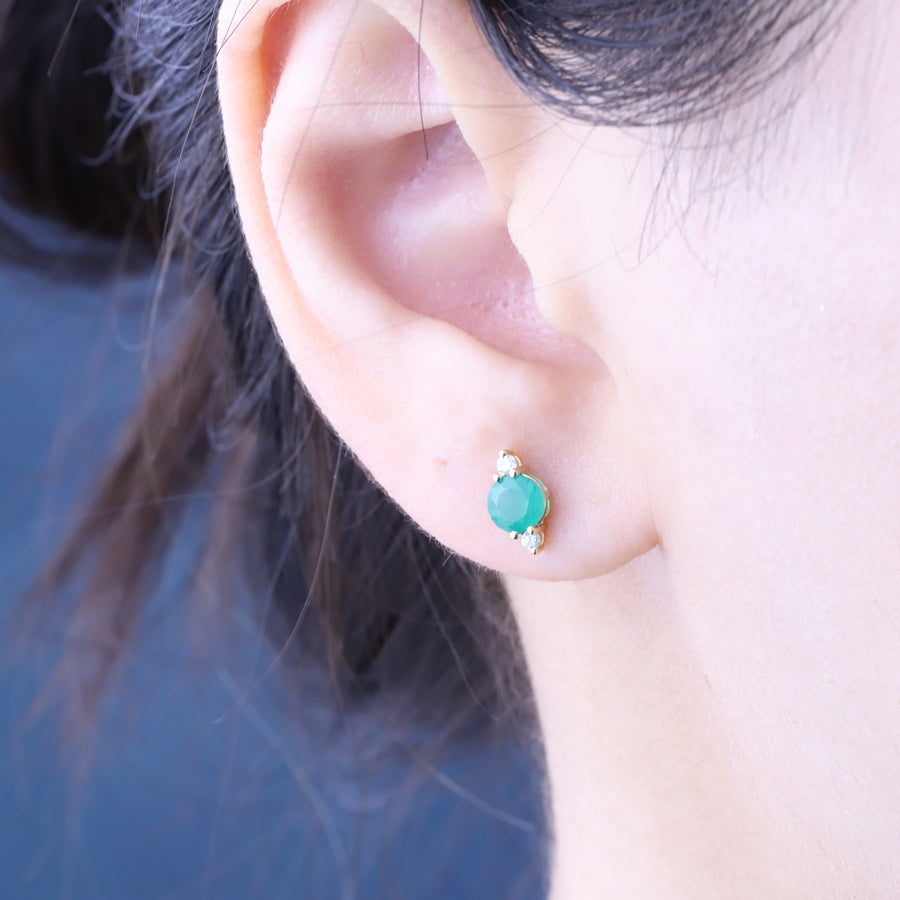 Chloe 14K Yellow Gold Round-Cut Emerald Earrings