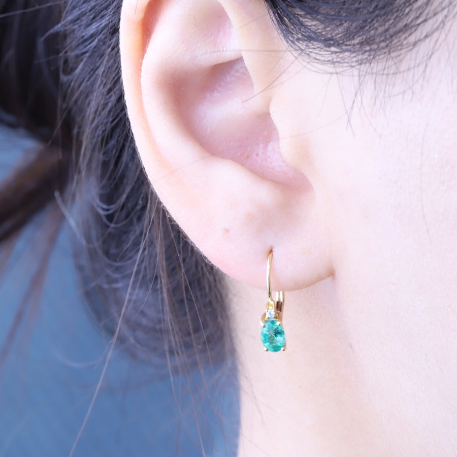 Blessing 10K Yellow Gold Oval-Cut Emerald Earring