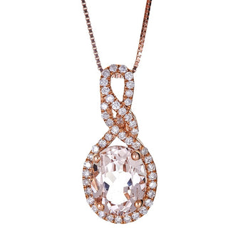 Miracle 14K Rose Gold Oval-Cut Madagascar Morganite Pendant