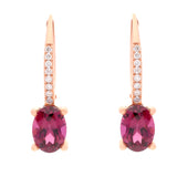 Megan 10K Rose Gold Oval-Cut Madagascar Rhodolite Earring