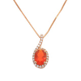 Nathalia 14K Rose Gold Oval-Cut Mexican Fire Opal Pendant