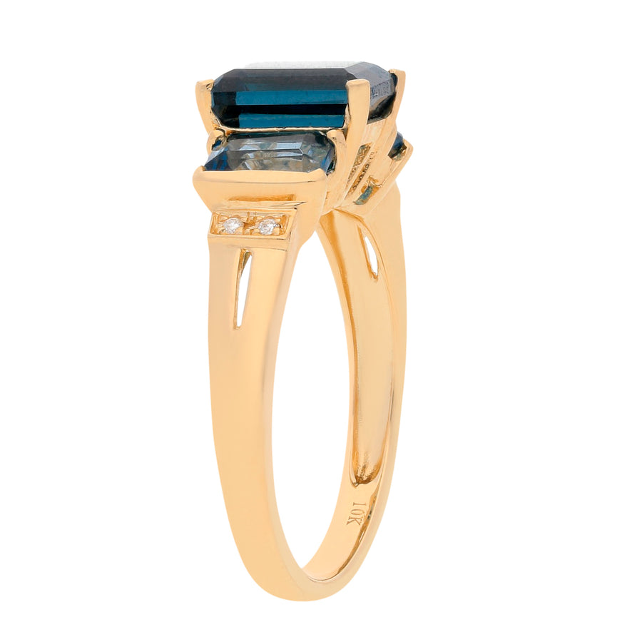 Kaylin 10K Yellow Gold Emerald-Cut Brazilian London Blue Topaz Ring