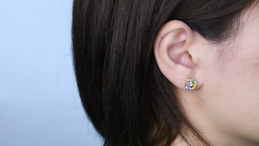 Royalty 10K Yellow Gold Oval-Cut Multi Sapphire Earring