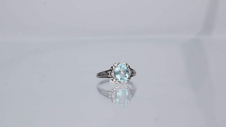 Margaret 14K White Gold Oval-Cut Aquamarine Ring