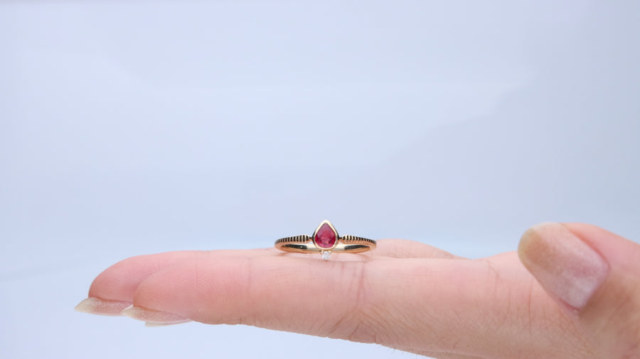 Ella 14K Yellow Gold Pear-Cut  Mozambique Ruby Ring