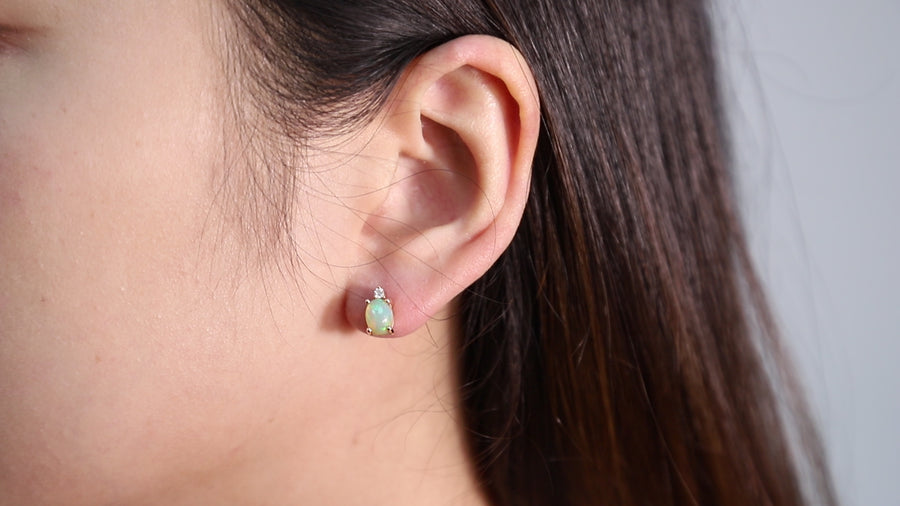 Ashton 10K Rose Gold Oval-Cut Natural African Opal Earrings