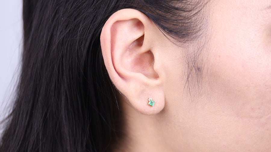 Charli 10K Yellow Gold Square-Cut Natural Zambian Emerald Earrings