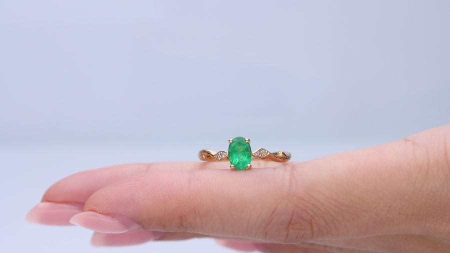 Aliya 14K Yellow Gold Oval-Cut Emerald Ring