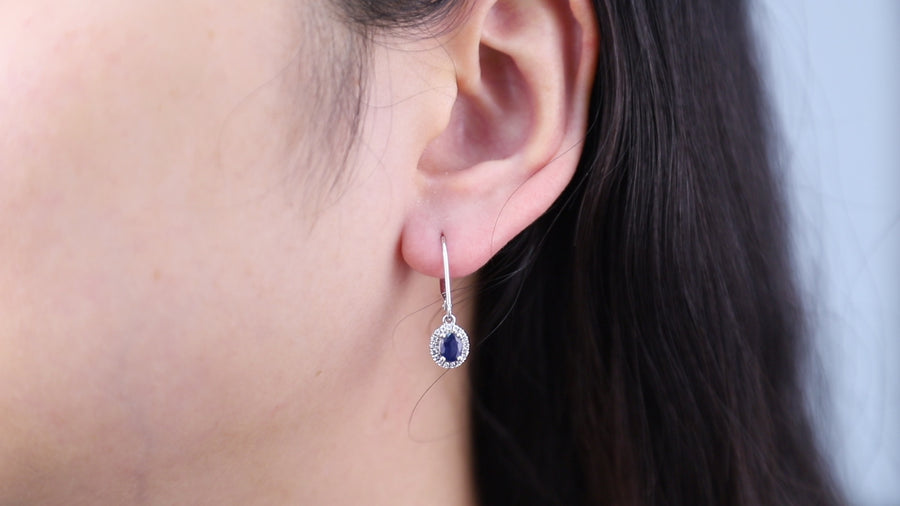 Eliana 10K White Gold Oval-Cut Ceylon Blue Sapphire Earrings